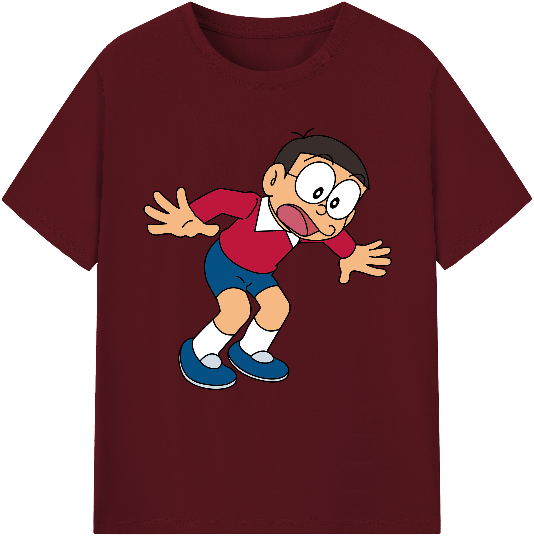 （画像用） ドラえもん 野比 のび太 Doraemon Nobita Nobi 綿100％半袖Tシャツ（フロントプリント）